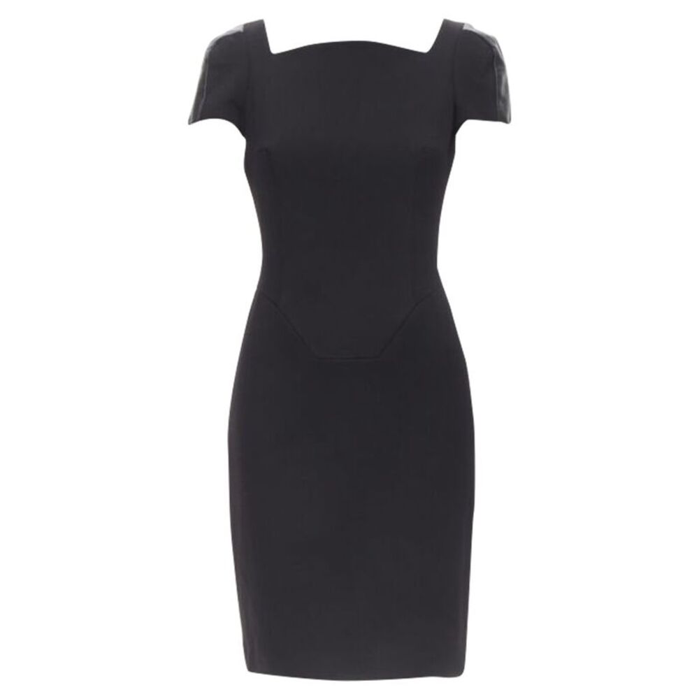 Versace Leather Cap Sleeve Sheath Dress